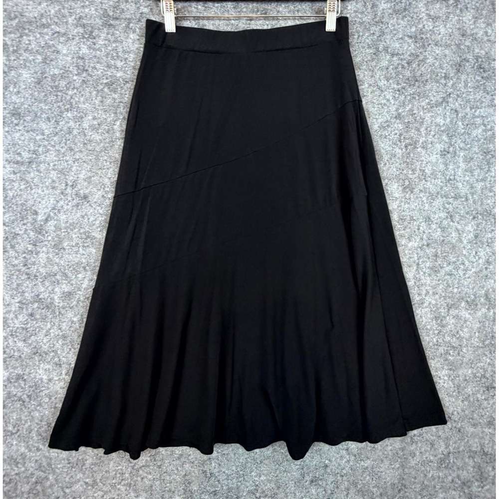 JM Collection A-Line Midi Skirt Womens Small Black Stretch Elastic Waist Career